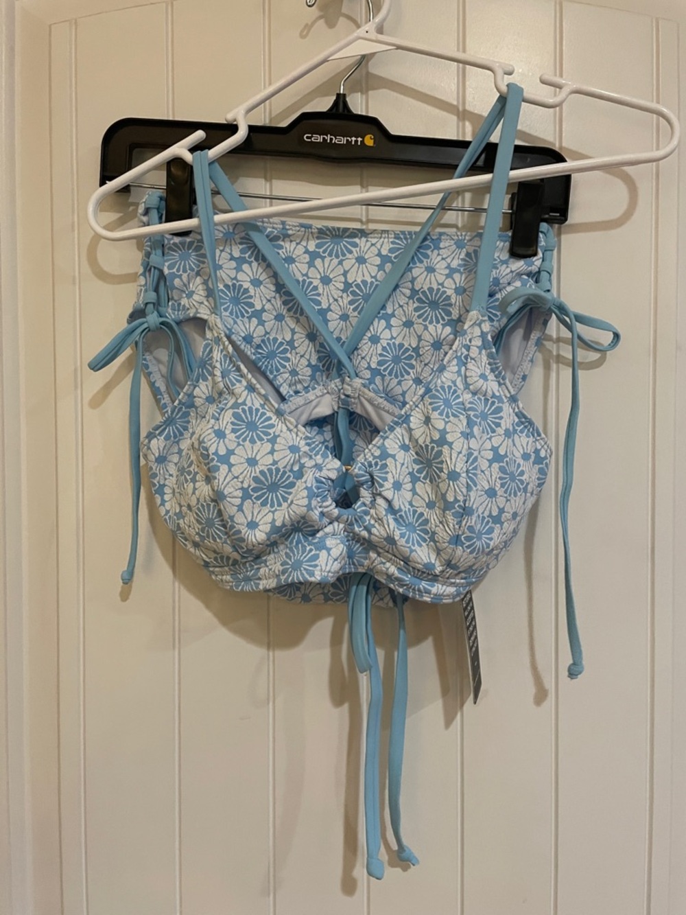 Blooming Jelly medium blue and white floral bikini NWT